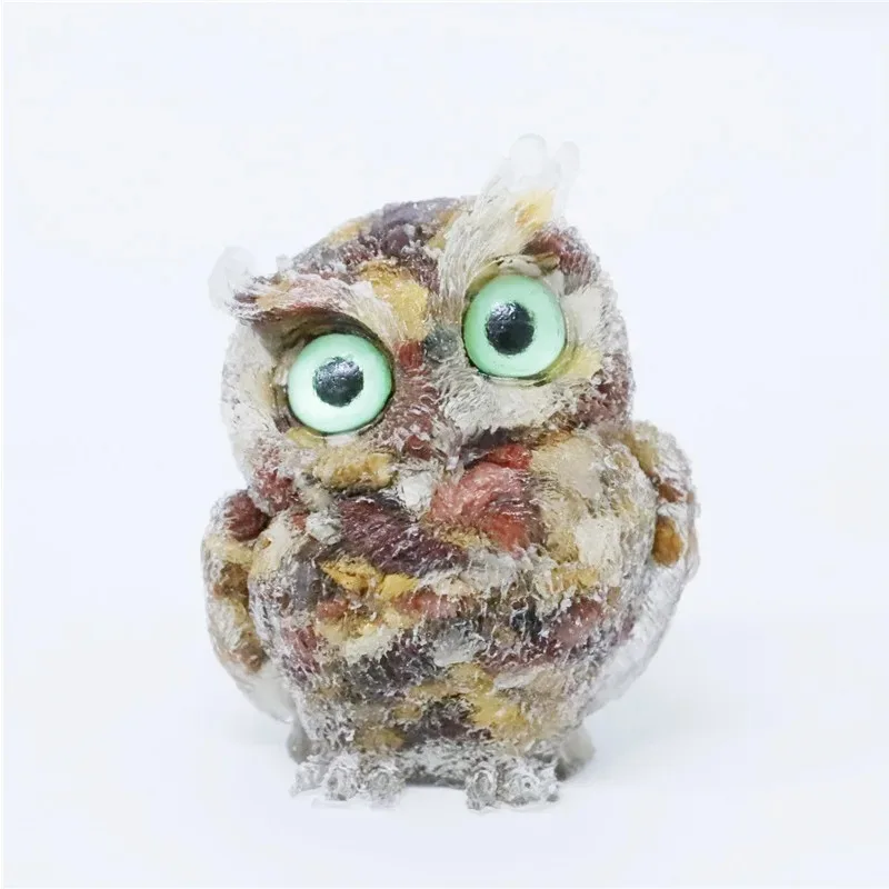 1PCS Natural Crystal Stone Gravel Owl Animal Crafts Hand Made Small Figurines DIY Resin Table Decor Home Decor Collect Gifts