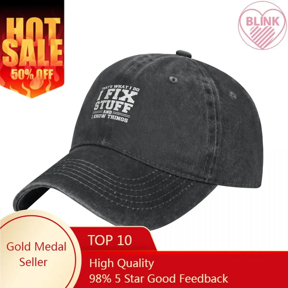 

That's What I Do I Fix Stuff And I Know Things Funny Saying for mechanic father Cap Cowboy Hat thermal visor mens hat Women's