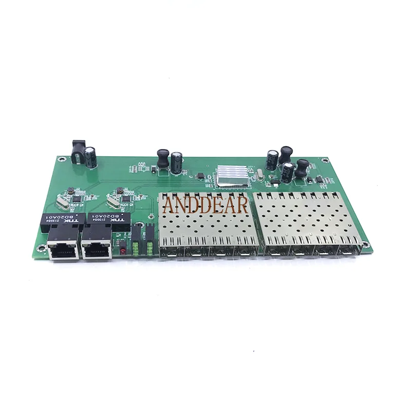 Волоконный коммутатор 8 SFP 2 RJ45 Gigabit Ethernet PCBA board Media Converter 10/100/1000M 8F2e