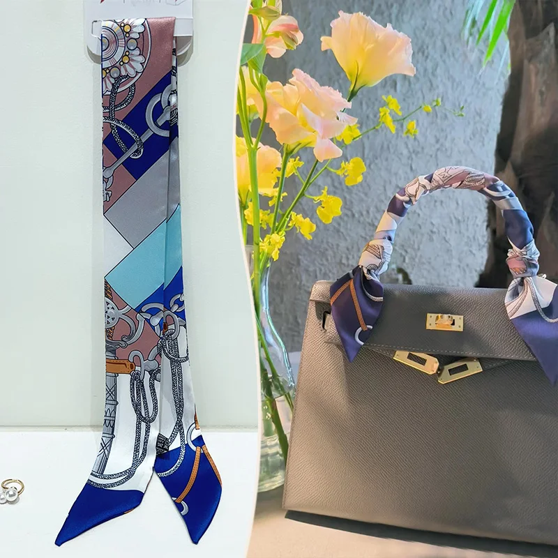 New 2025 simulated silk wrapped bag strap bag handle silk scarf tied bag ribbon decorative small streamer, image 28