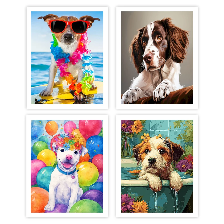 

GATYZTORY Diy Painting By Numbers Decorative Paintings Drawing Watercolor Canvas cute dog Animals Paint Kit Oil Arts And Crafts
