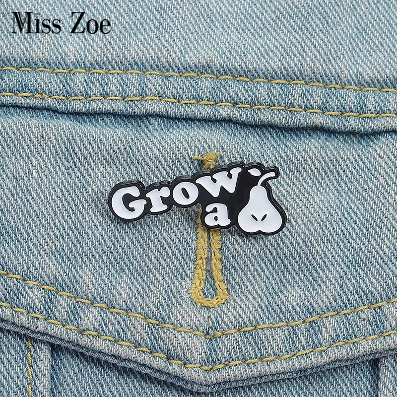 

Grow a Pear Enamel Pins Custom Creative Pattern Brooches Lapel Badges Clothes Plant Jewelry Gift for Friends