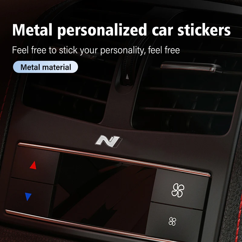 4pcs Metal Car 3D Emblem Trunk Personalized Sticker Badge Decal For Hyundai N Line i20 i30 Sonata Tucson Azera Elantra Veloster