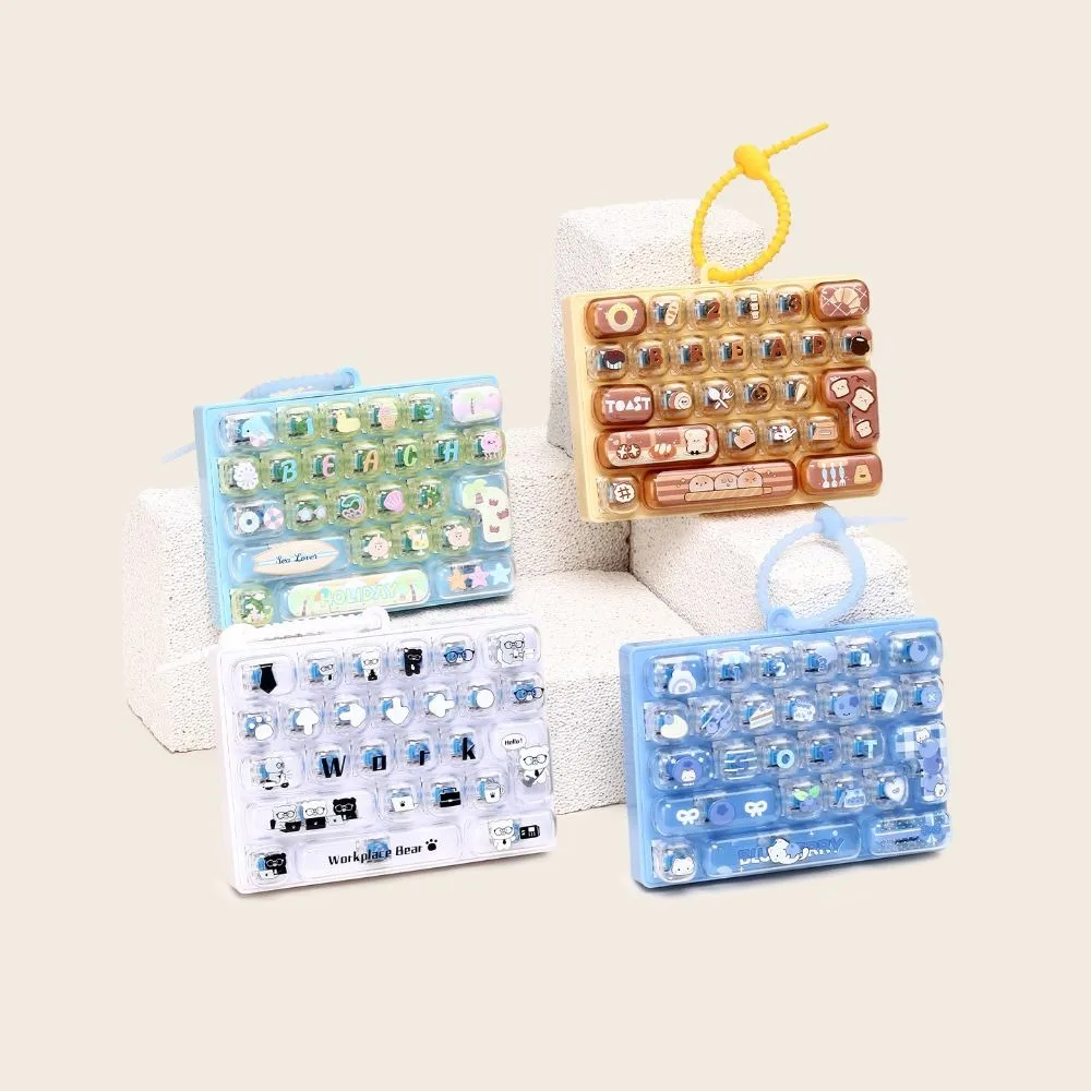 26-Key Decompression Button Cute Design Transparent Dual-Tone Mini Keyboard Pendant Simulation Keyboard Keyboard Keychain