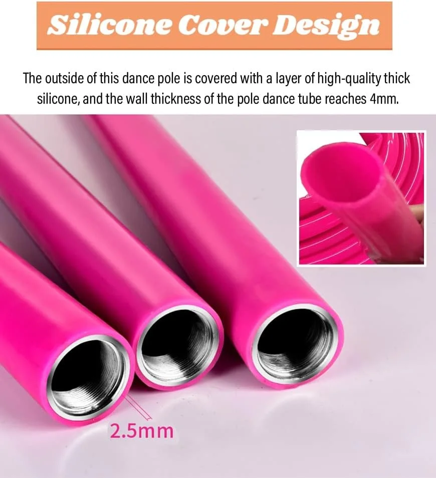 Portable Fitness Pole Dance Kit Silicon Pink Black Purple Color Available Spinning Static Stripper Dancing Polepromote sales