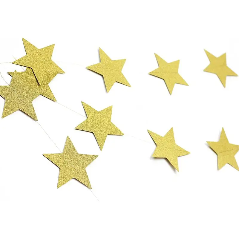 2M Gold Glitter Star Garland Golden Christmas Galaxy Banner Twinkle Star Garland Garland Weddding Birthday Christmas Decoration