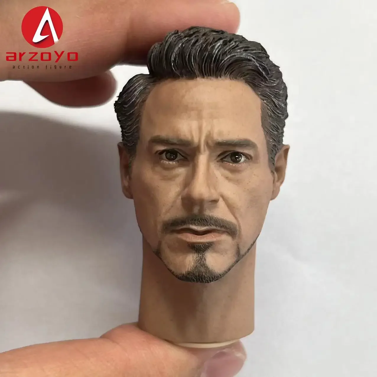 

1/6 Scale Tony Robert Downey Jr. Head Sculpt Carving with Neck Fit 12'' Male Soldier Action Figure Body Model