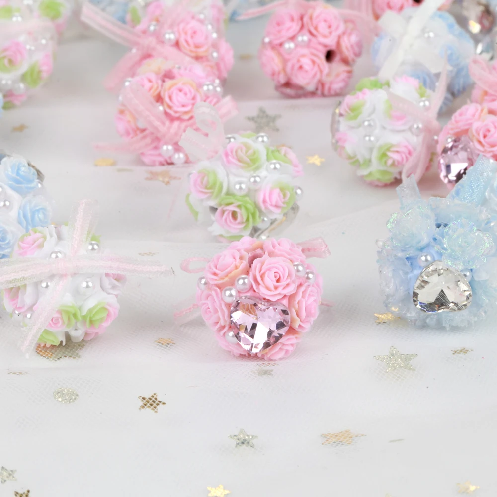 20mm 1/3/5pcs Rose Flower Ball Bow Love Polymer Clay Acrylic Beads For Jewelry Making DIY Necklace Bracelets Earring Accessories