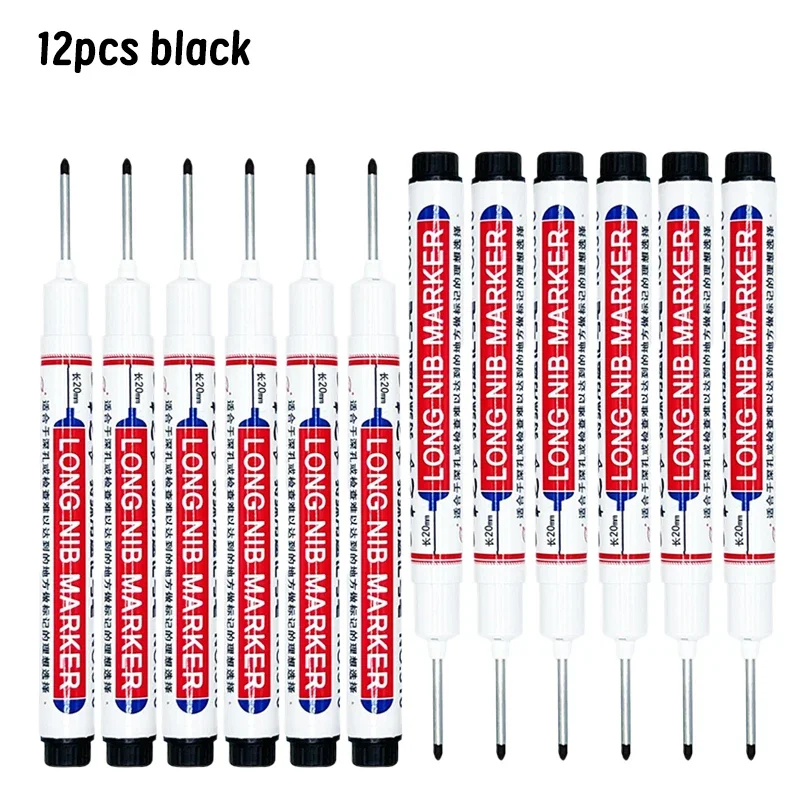 4/12 Stuks Waterdichte Lange Kop Markers Diep Gat Marker Pen Voor Metalen Timmerman Rood/Zwart/Blauw/groene Inkt Houtbewerking Gereedschap Marker
