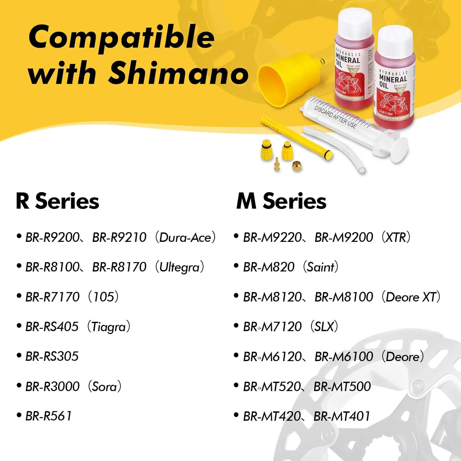 مجموعة تنزف الفرامل للفرامل الهيدروليكية شيمانو، مجموعات هيدروليكية لتغيير سائل الفرامل، زيت معدني سائل الفرامل عالي الأداء 120 مل