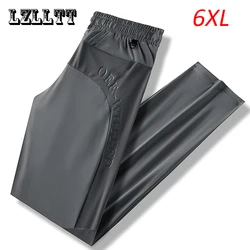 Pantalon de jogging surdimensionné pour homme, survêtement d'été en soie glacée, respirant, à séchage rapide, décontracté, grande taille 5XL 6XL