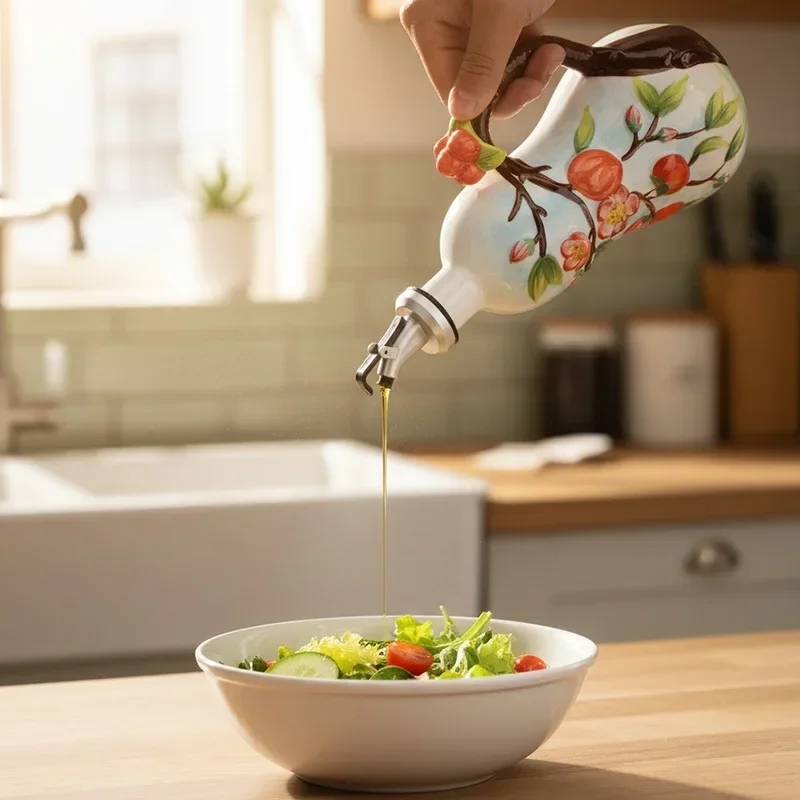 DSA Nordic simple creative hand-painted ceramic seasoning bottle flower and bird fruit ornaments restaurant kitchen