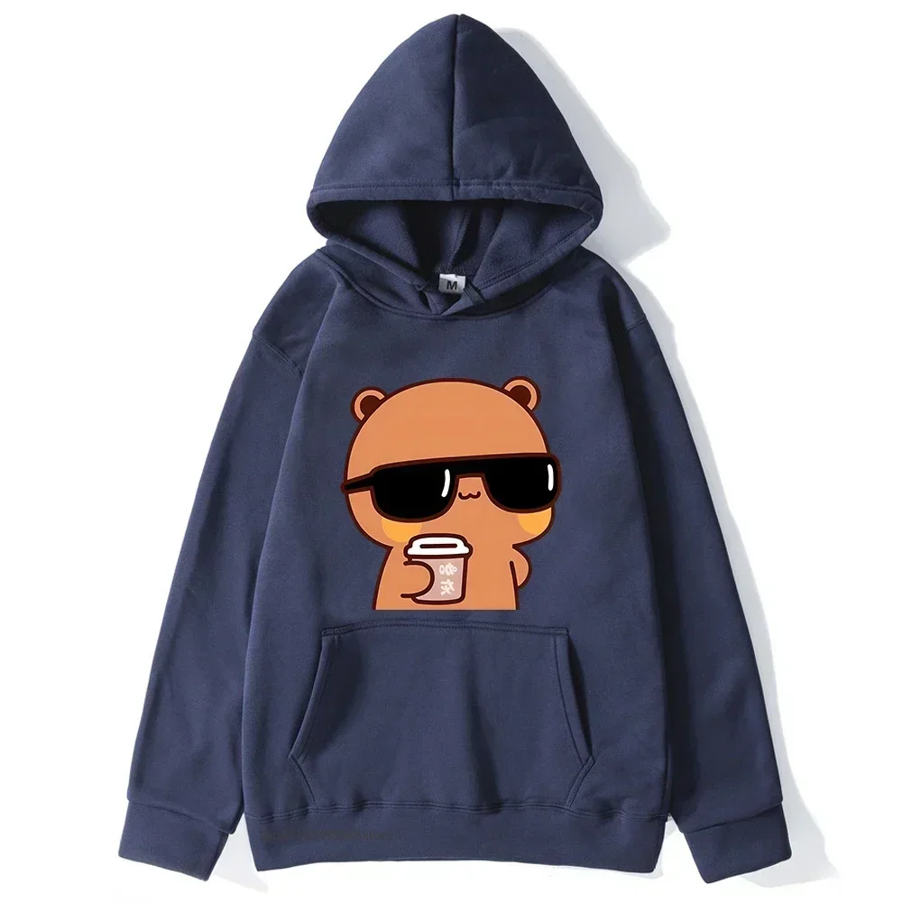 Couple Hoodies Bubu Is Watching Movie with Dudu Sweatshirts Cartoon Cute Graphic Pullover Women Kawaii Y2k Top Men Clothes Men