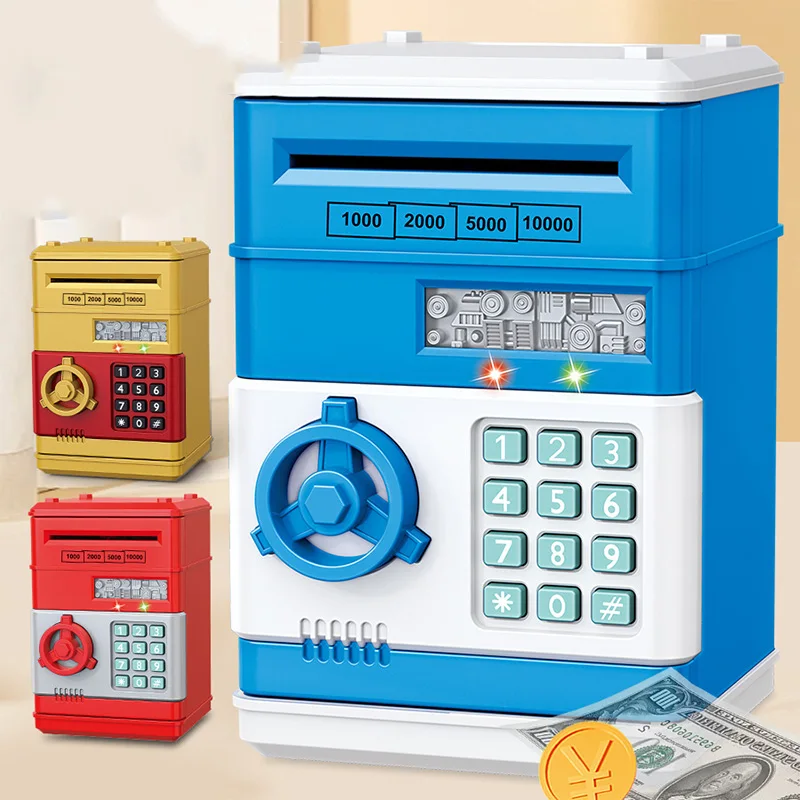 Creative Piggy Bank Automatic Mini Safe Coins Cash Saving Money Box Password Counter Code Key Lock Coin Bank ATM Child Gift