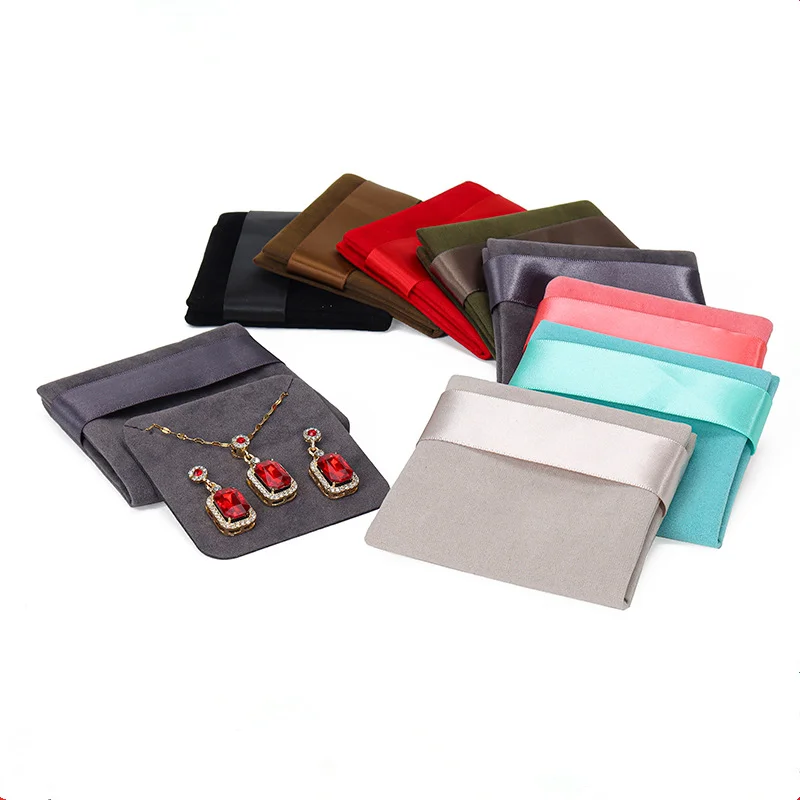 

High-quality Velvet Folded Ribbon Jewelry Velvet Bag Stud Earrings Necklace Ring Storage Bag Jewelry Gift Packaging Storage Bag
