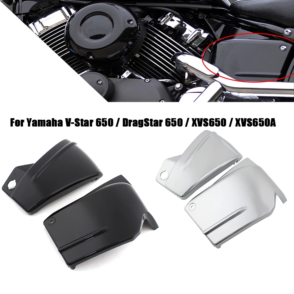 

Motorcycle Accessories Black/Chrome ABS Plastic 1 Set Side Covers For Yamaha V-Star 650 / DragStar 650 / XVS650 / XVS650A