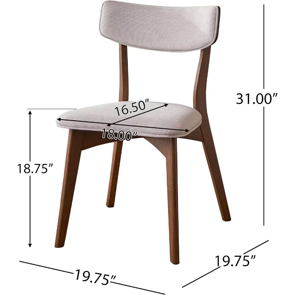 Ensemble de chaises de salle à manger modernes du milieu du siècle, beige clair, naturel, cadre en bois de caoutchouc, design en solution, brochure, 2 pièces