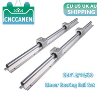 2set Linear Rail SBR12 SBR16 SBR20 300 500 600 700 800 1000mm 1200 1500mm 2pcs Linear Guide + 4pcs SBR-UU Blocks for CNC Part