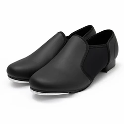 Chaussures de danse unisexes en cuir PU pour femmes et hommes, chaussures de claquette à enfiler