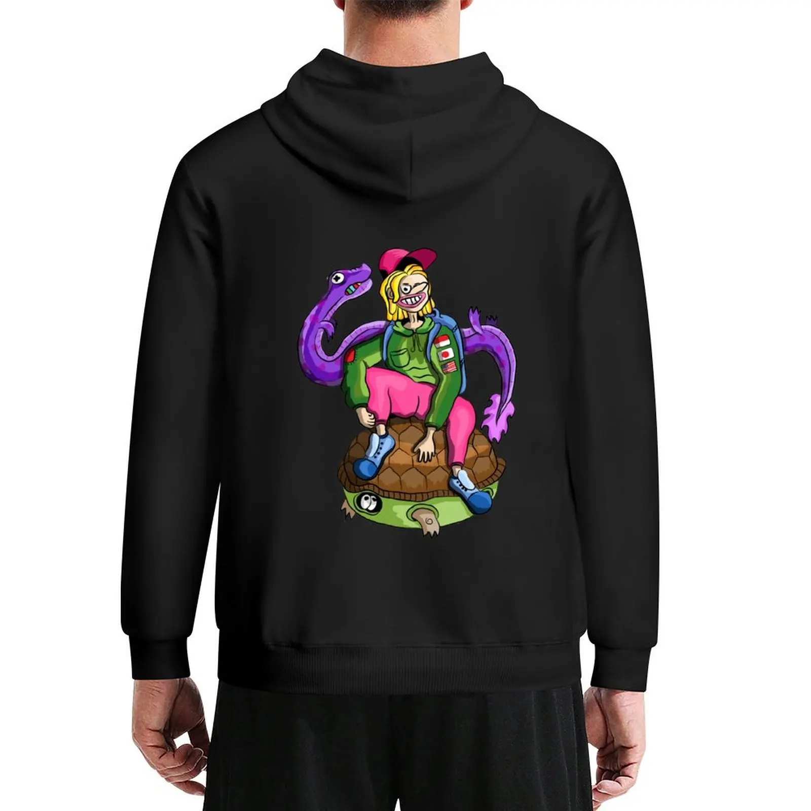 

Cool Dude With Dragon And Giant Turtle Hoodie men wear hooded shirt fashion men aesthetic clothing hoodies for men high quality