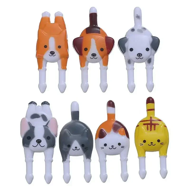 Tenedor de fruta de dibujos animados, Mini viñetas de animales, selecciones de comida, aperitivos, pasteles, postres, tenedores de comida, accesorios para el almuerzo, decoración de fiesta