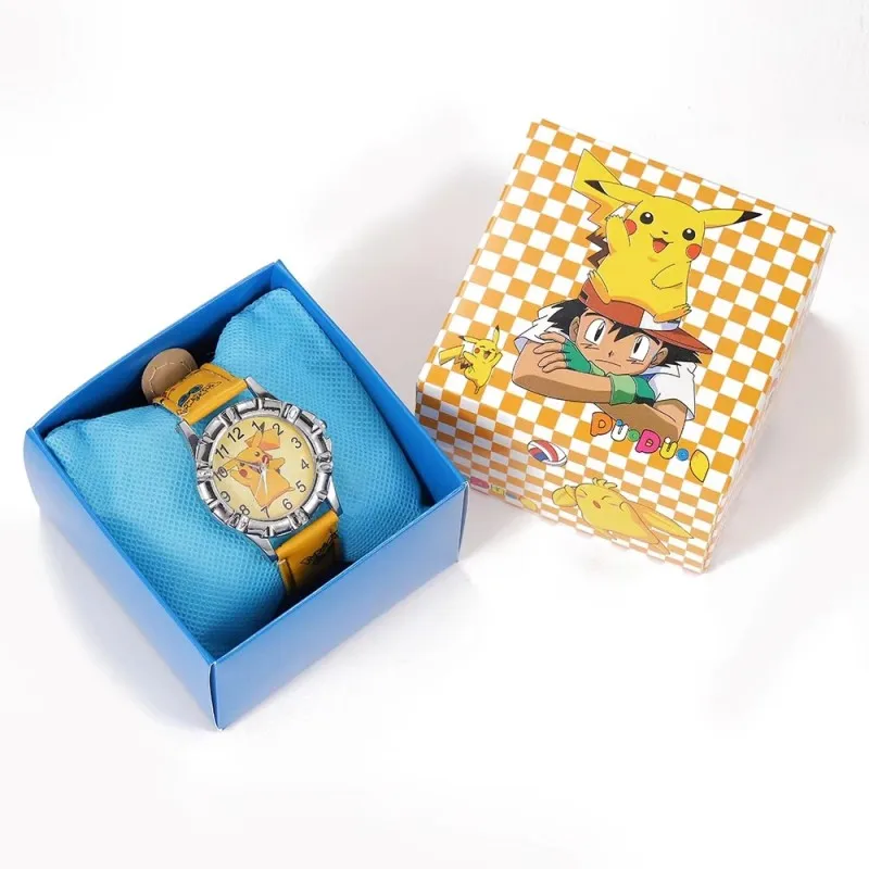 Pocket Monster Pikaqiu kawaii Fashion Trend Creative Watch Boys and Girls Children's Anime Cartoon Birthday Gift Box