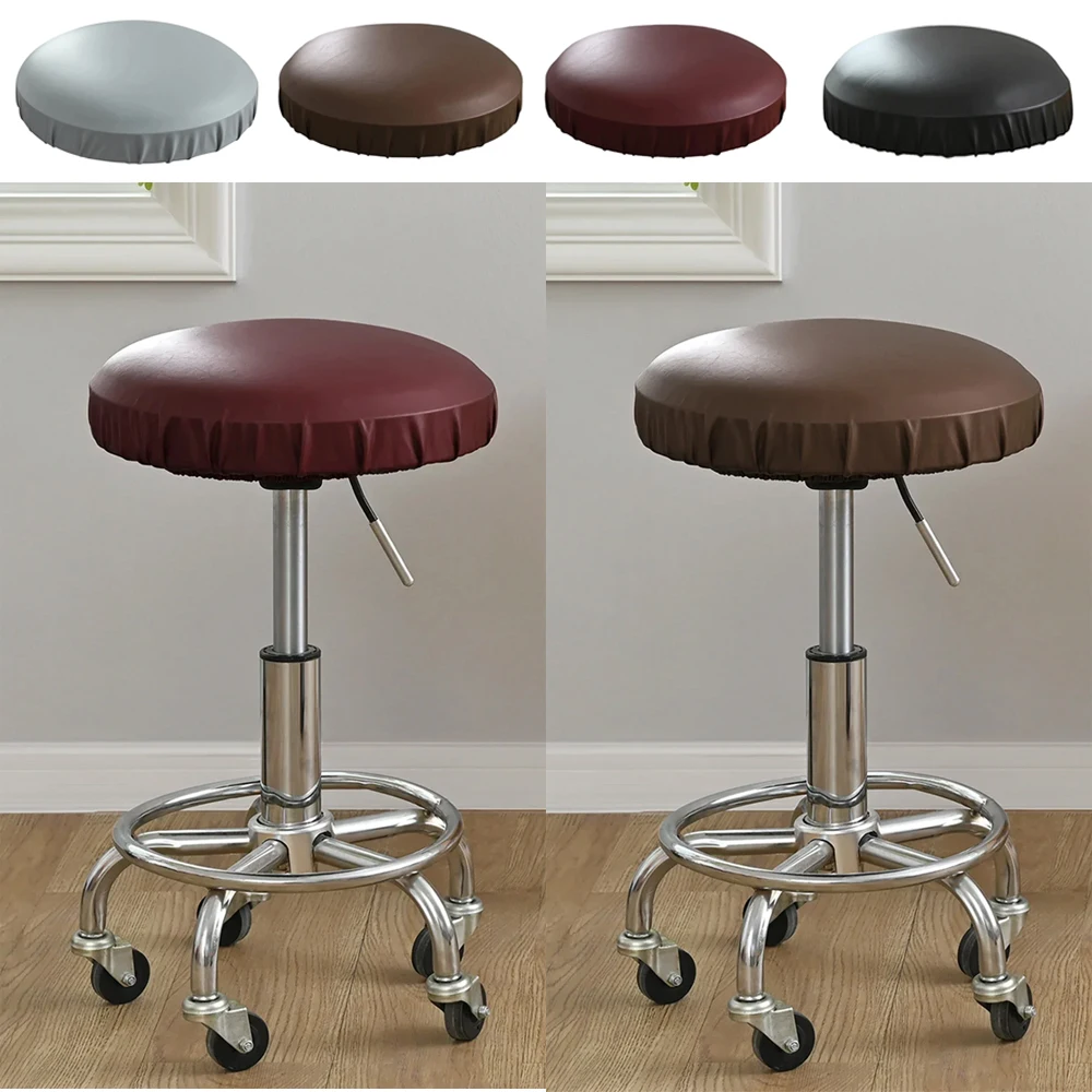 

35-45cm Elastic PU Waterproof Round Stool Cover Bar Beauty Salon Bar Lift Chair Cover Protective Cover 1PC