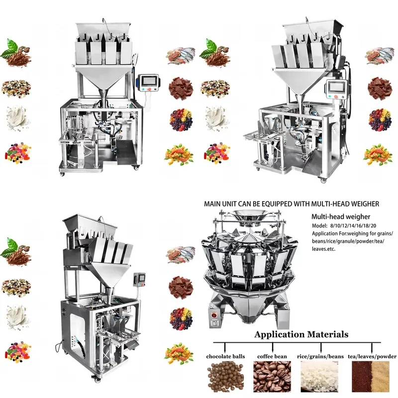 2026 Automatic Linear Head Weigher Packaging Machine Stand up Pouch Corn Flour Bagging Packaging Packing Machine Sealing