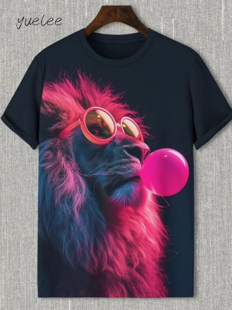 

Cute Cartoon 3D Painting Men's T-Shirt Summer Outdoor Fashion Short-Sleeved Trend Round Neck Men's Tops Plus Size Men's Clothing