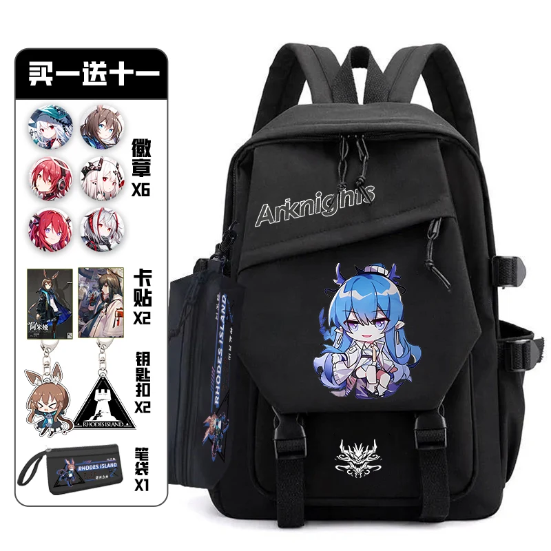 Imagem -04 - Arknights Bonito com Dor Pack Badge Grupo Mochila Anime Bolsa Schoolbag para Estudantes Book Travel Bolsa Adolescentes