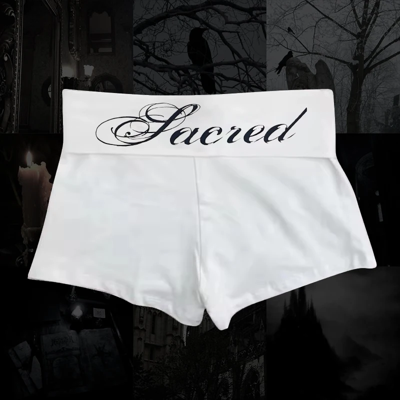 

Grunge Gothic High street Y2K Shorts Harajuku Letter Print Fashion Punk Vintage Half pants Hip Hop Oversized Casual Pants E-girl
