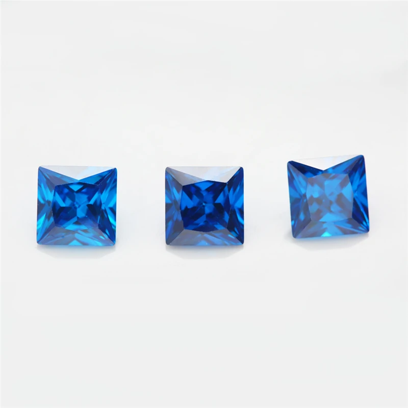 3x3mm~10x10mm Square Shape Cubic Zirconia Stone Green Deep Sea Blue Tanzanite Coffee Rhodolite Color 5A Loose CZ Synthetic Gems