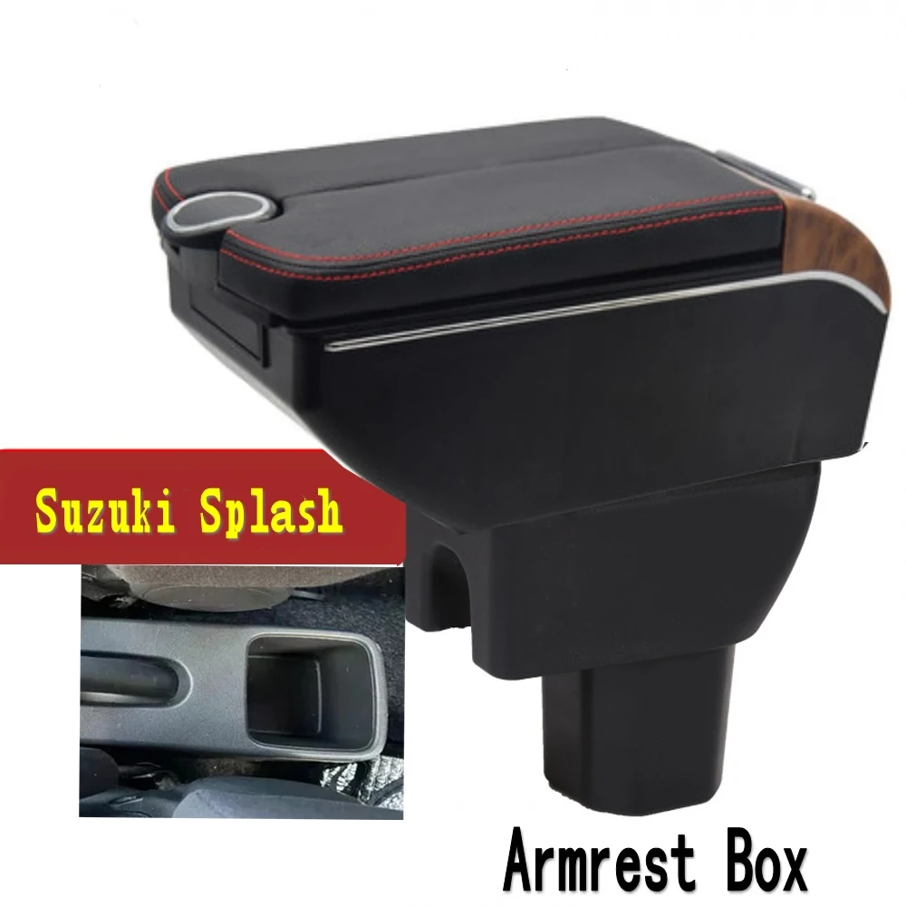 

For Suzuki Splash Armrest Box Double doors open 7USB Centre Console Storage Box Arm Rest Car accessories