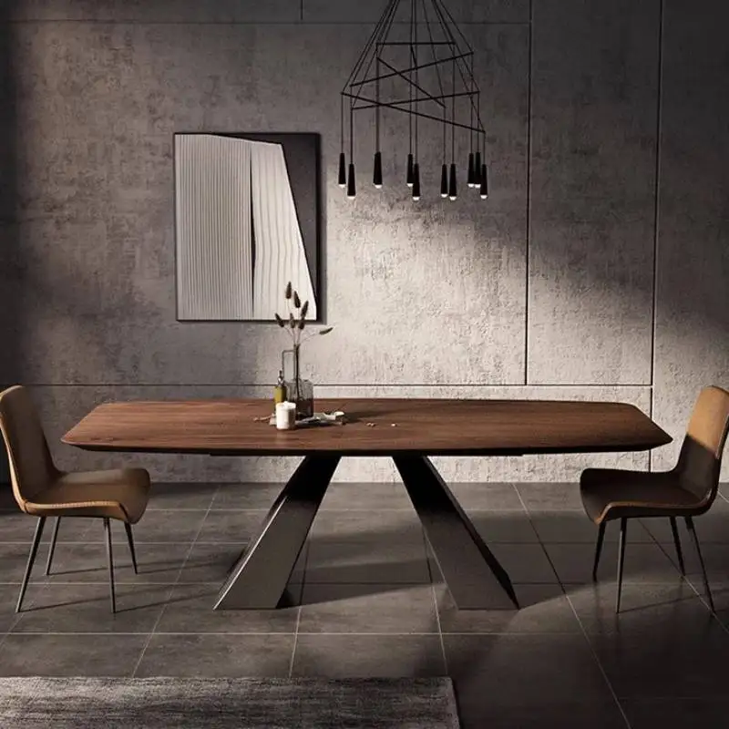 

Walnut Design Dining Table Decor Brown Unique Nordic Modern Kitchen Dining Table Living Room Wood Mesa De Jantar Furniture Home