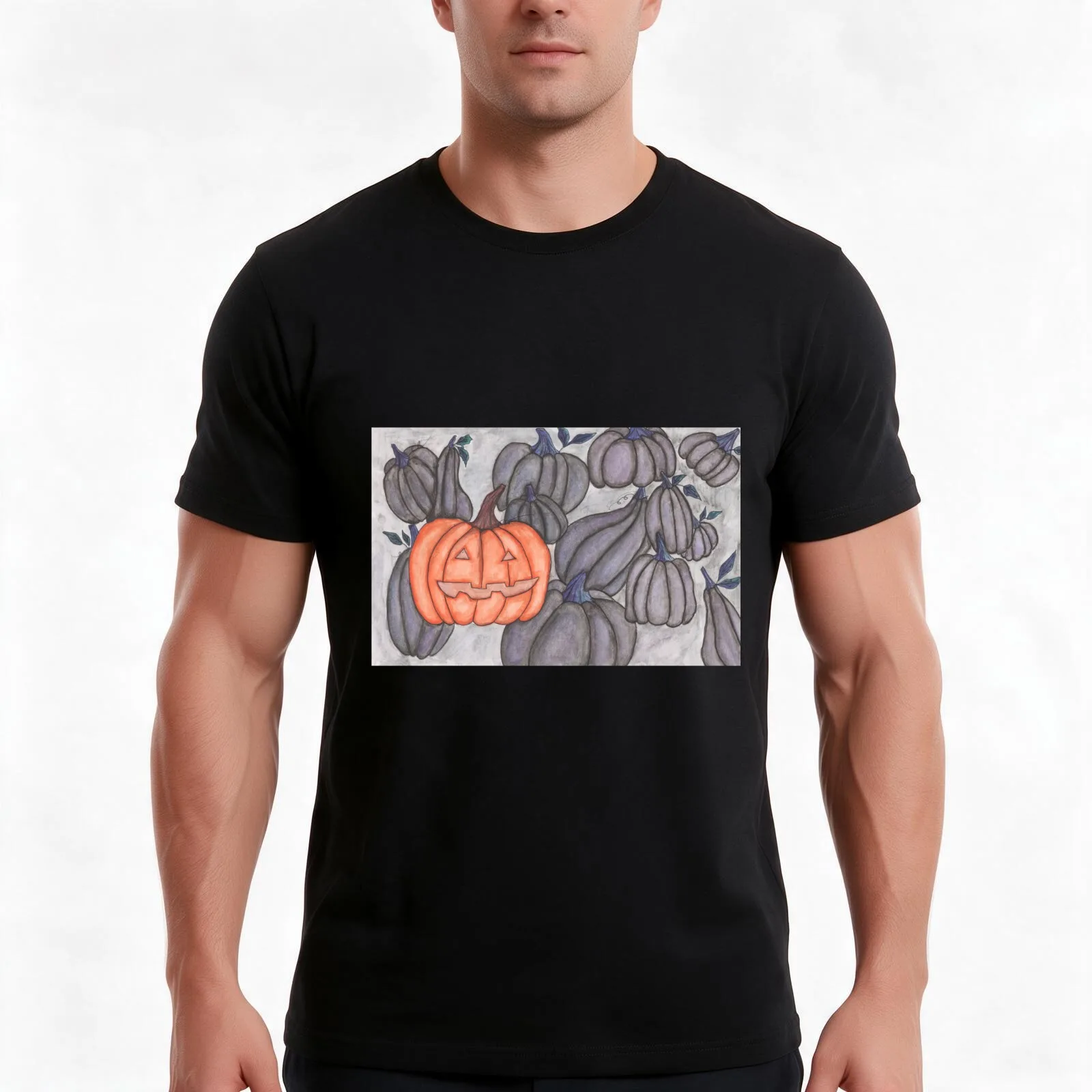 pumpkin - roman T-Shirt, Summer Casual Cotton Tee, Oversized Streetwear Tops, Vintage Graphic Print, Loose Fit Short Sleeve