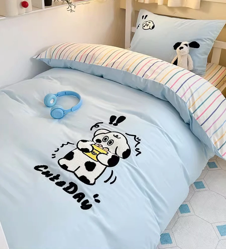 Cute cartoon blue dog bedding set 1.2 1.5 1.8 teen boy,twin full queen cotton home textile bed sheet pillow case quilt cover