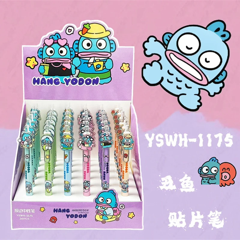 

36pcs New Sanrio Hangyodon Patch Press Gel Pen Cute Cartoon Student Writing Pen Kids Stationery Kids Gift