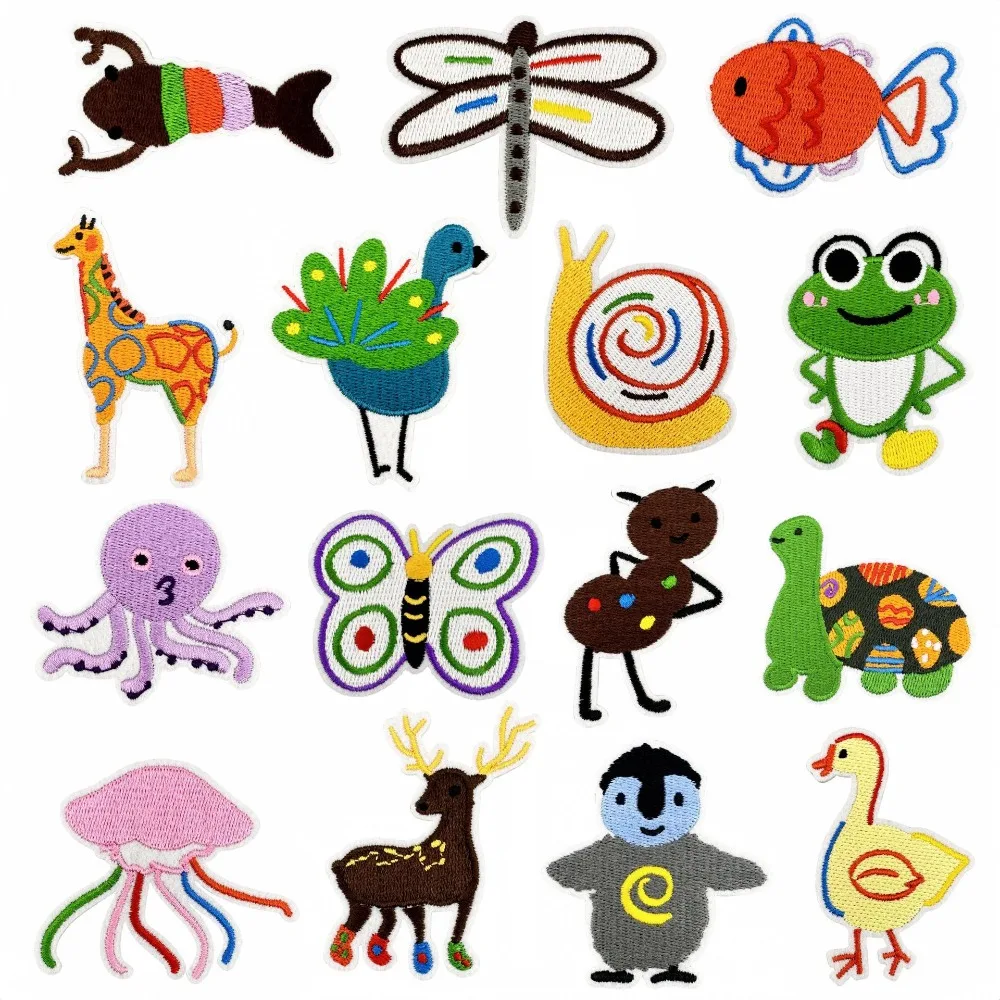 

Cartoon Animal Embroidery Patch Cloth Decoration Turtle Frog Stickers Clothing Accessories Iron on Patches Appliques Scp