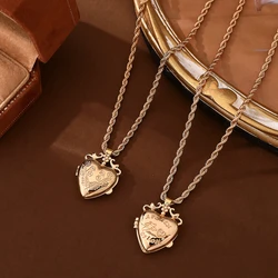 Love flower album pendant square opening necklace niche design opening and closing LOVE pendant collarbone chain