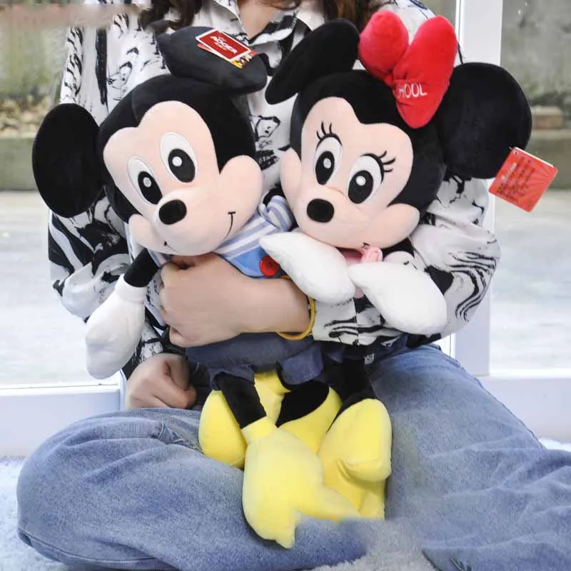 Disney Anime Mickey Minnie Mouse Plush Toys Youth School Series Soft Stuffed Doll Room Decoration Animal Plushies Children Gifts