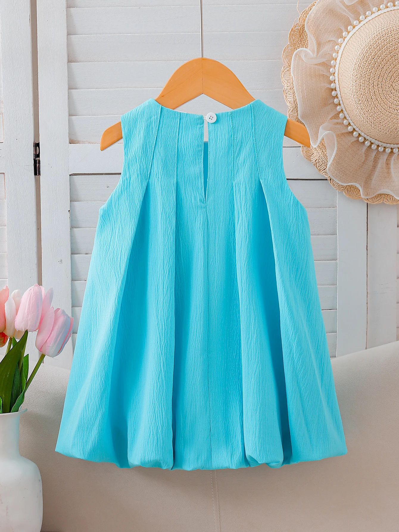 Summer Newborn Baby Girl's Lake Blue Bow-Tie Vest Skirt Sweet Style Sleeveless Bloomer Skirt Cute Infant Outfit