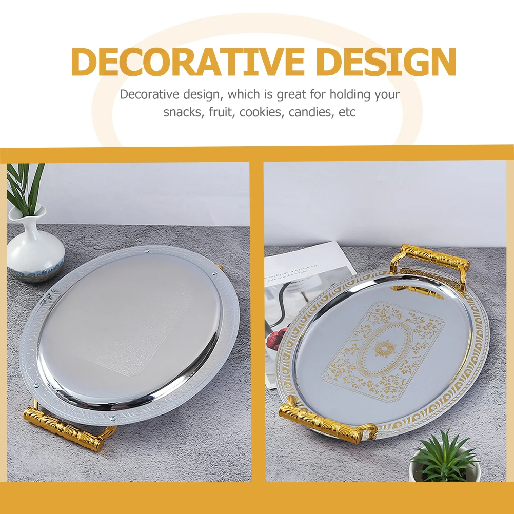 

Stainless Steel Tray Oval High Quality Food Serving Dried Fruit Metal Plates Mini Snack Platters Party Storage