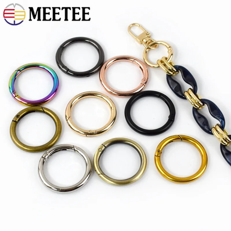 5/10Pcs Meetee 16/20/25/32/38mm Metal Spring O Ring Buckles Handbag Strap Connection Snap Hook Keychain Pet Collar Clamp