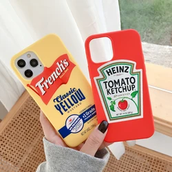 3D Cute Funny Heinz Tomato Ketchup mustard phone Case For iphone 15 Pro 14 13 12 14 Pro Max 11 X XR 8 plus soft TPU back cover