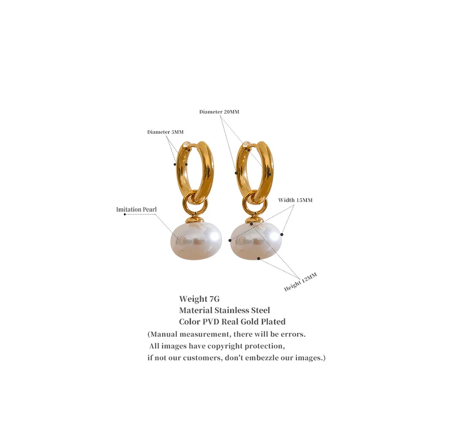 Yhpup Hohe Qualität Imitation Perlen Tropfen Edelstahl Goldene Koreanische Hoop Ohrringe Charms Mode Schmuck Bijoux Femme Geschenk – Detail 6