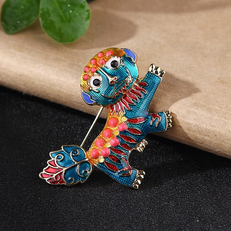 Zodiac Chinese Wind Drop Glaze Lion Brooch Vintage Corsage Ornament Sweater Pin Mascot Brooch Act The Role Ofing Is Tasted image 6