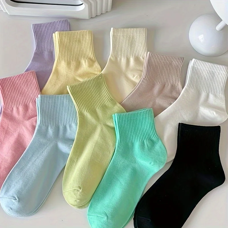 Womens Solid Socks Comfortable Breathable Colorful Casual Soft Vibrant Candy Colored Short Sock Cute All Season Girls Boat Sox