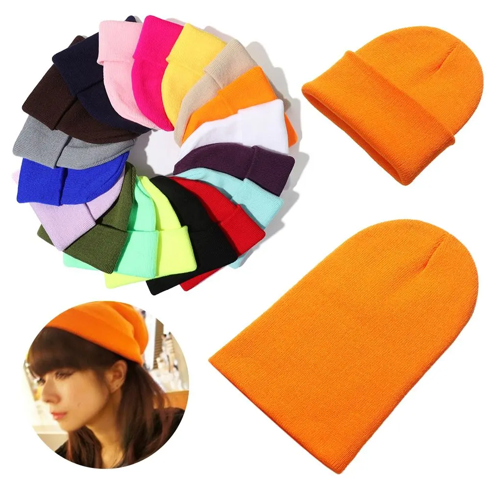 18 Colors Woman/Men Solid Cute Knitted Beanies Warmer Bonnet Female Beanie Caps Winter Autumn Hats