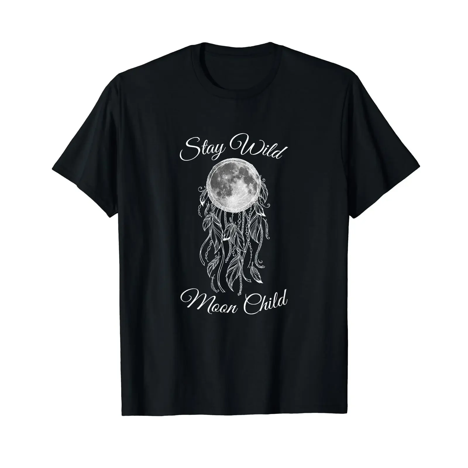 Stay Wild Moon Child T Shirt Dream Catcher Wicca Pagan vintage Washed designer clothes Casual fashion Stretched