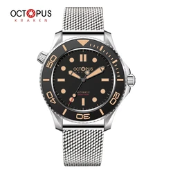 Octopus Kraken Retro 300m 007 Diver Sapphire Luminous Ceramic Bezel Stainless Steel Automatic Mechanical Waterproof Men's Watch